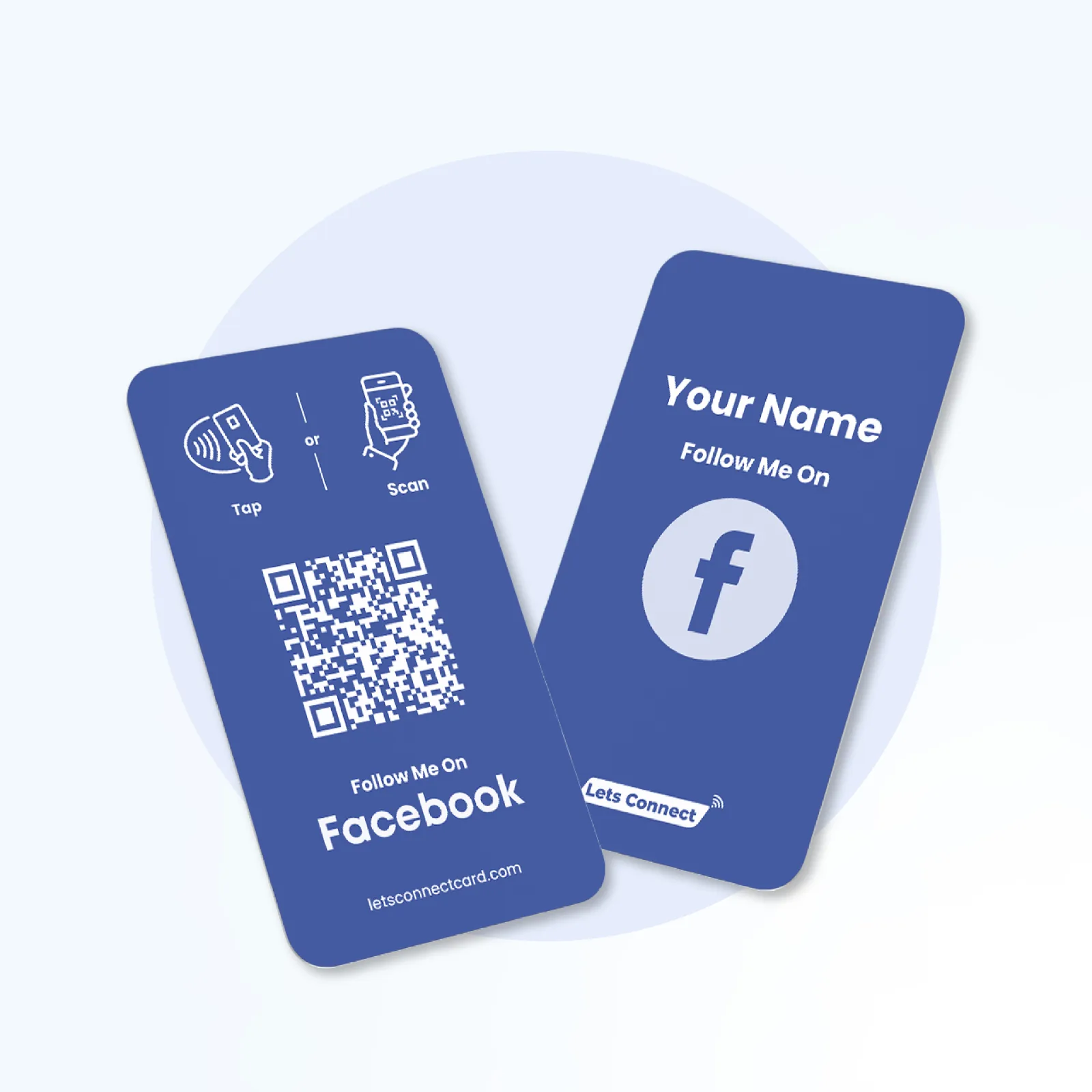 Facebook business card with name, QR and NFC chip