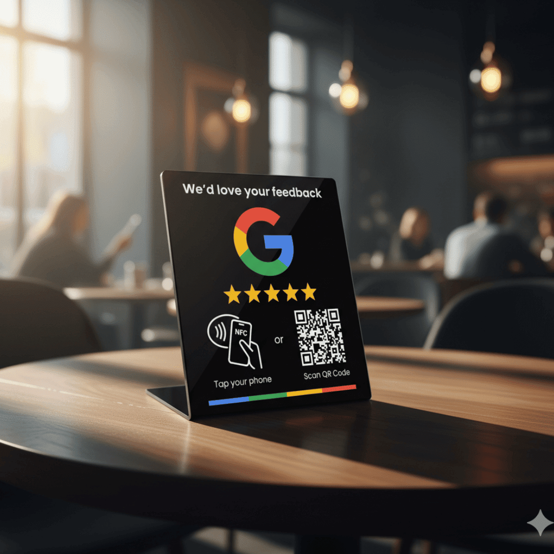 Google Review NFC stand for counters and reception desks