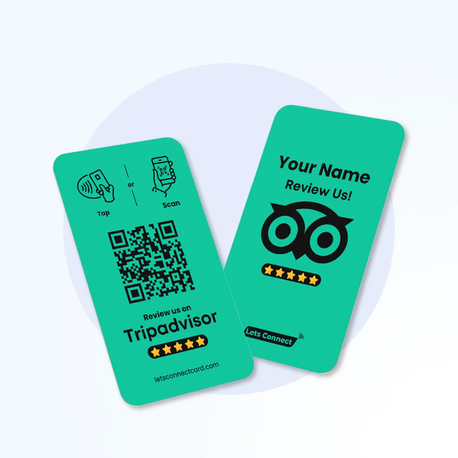 TripAdvisor Review Cards with NFC & QR Code — TripAdvisor Review NFC card — collect ratings with a tap