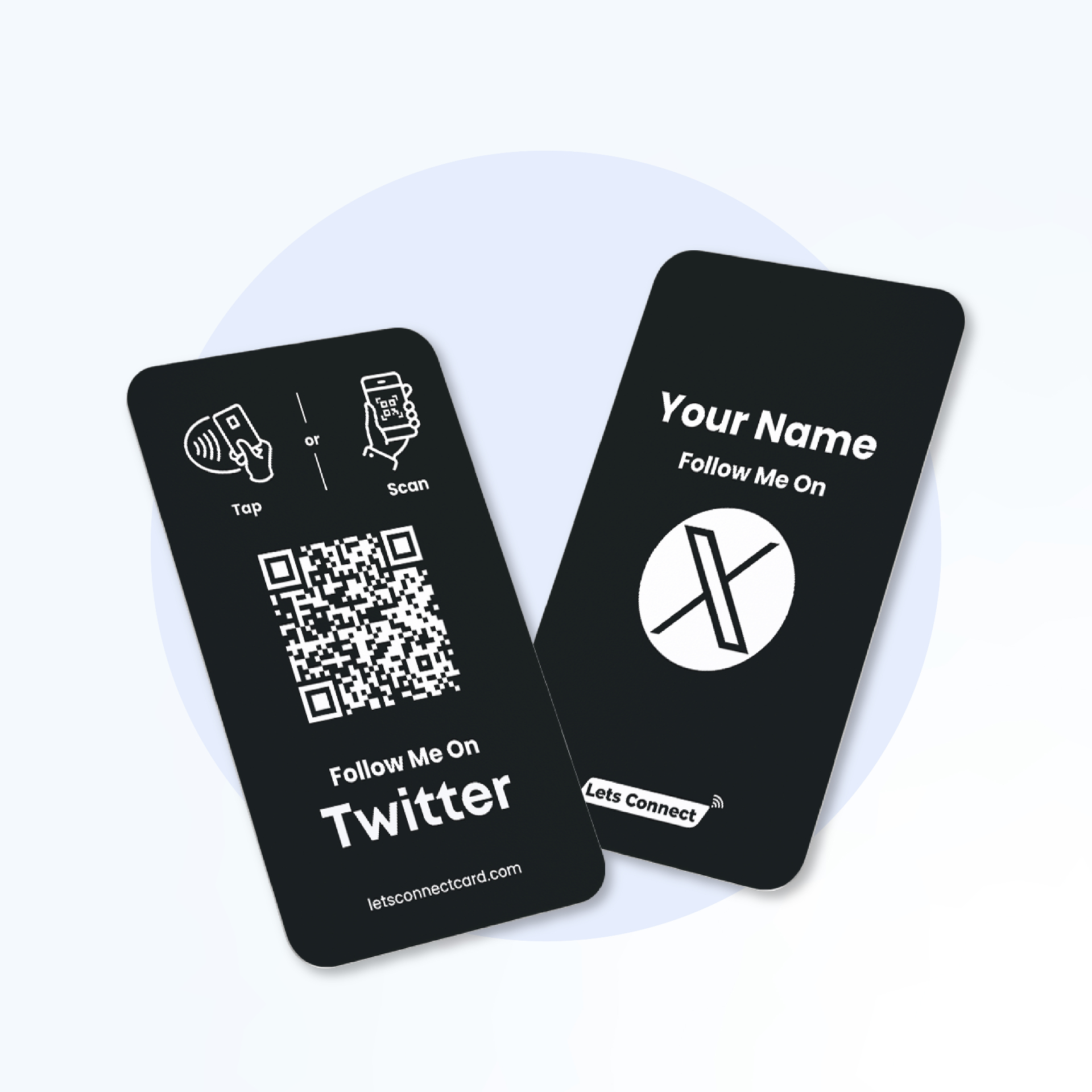 Twitter/X NFC business card with QR code